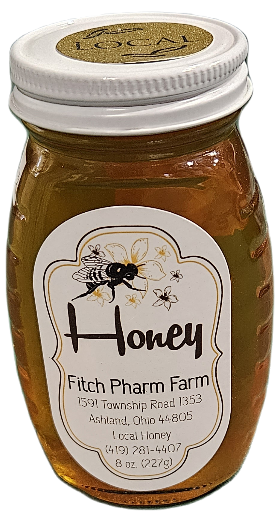 Honey 8 ounce glass jar 